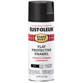 12 OZ Stops Rust Protective Enamel Spray Paint - Flat Black