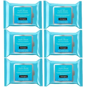 6-Pack: Neutrogena Hydro Boost Cleanser Facial Wipes, 25 Count