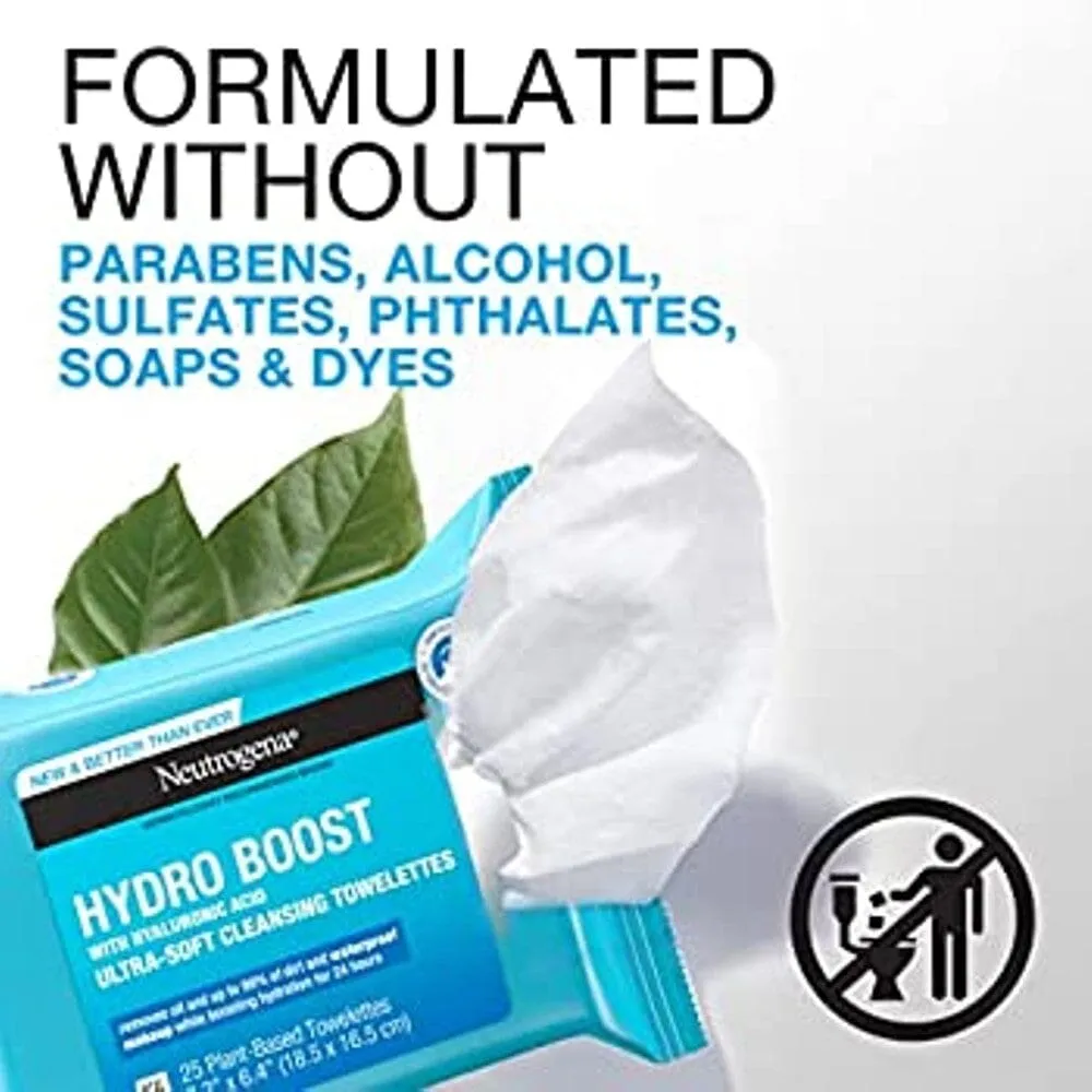 6-Pack: Neutrogena Hydro Boost Cleanser Facial Wipes, 25 Count