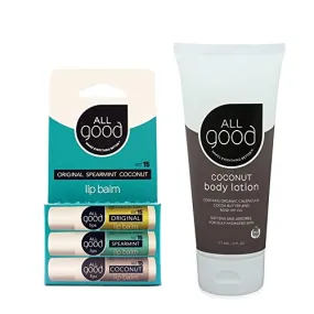All Good Bundle: SPF 15 Lip Balm 3-Pack   Coconut Lotion