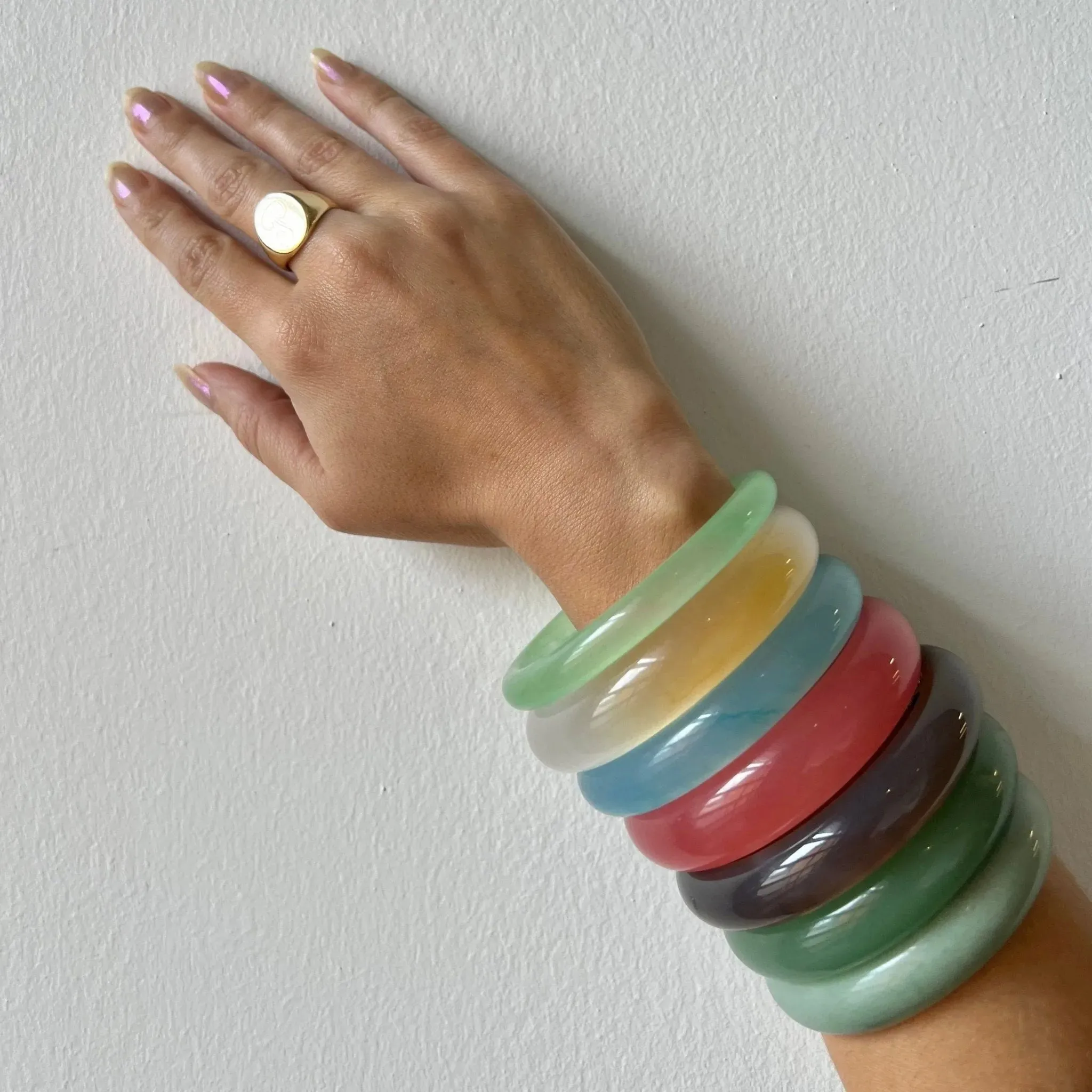 Blush, Pink Jade Stone Bangle