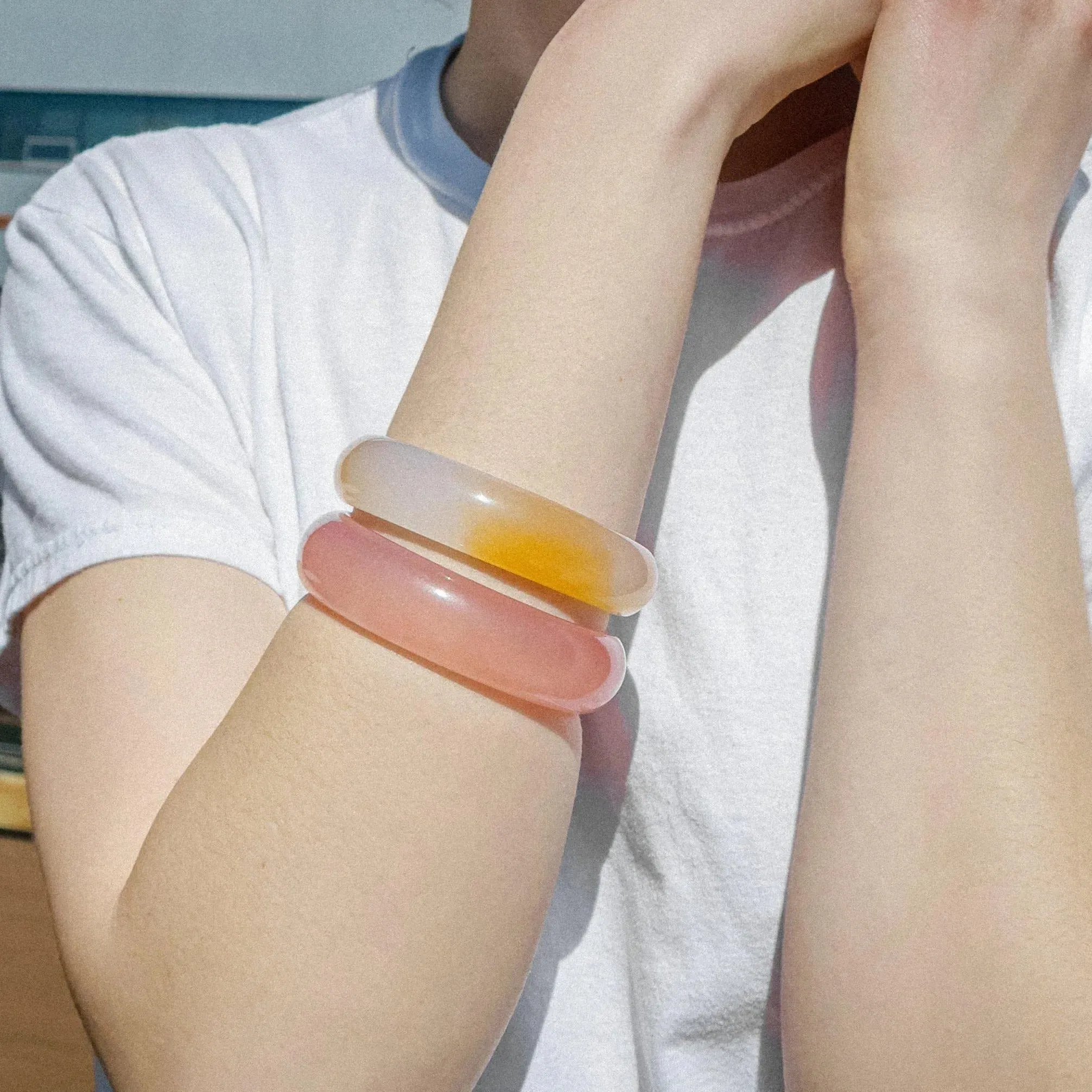 Blush, Pink Jade Stone Bangle