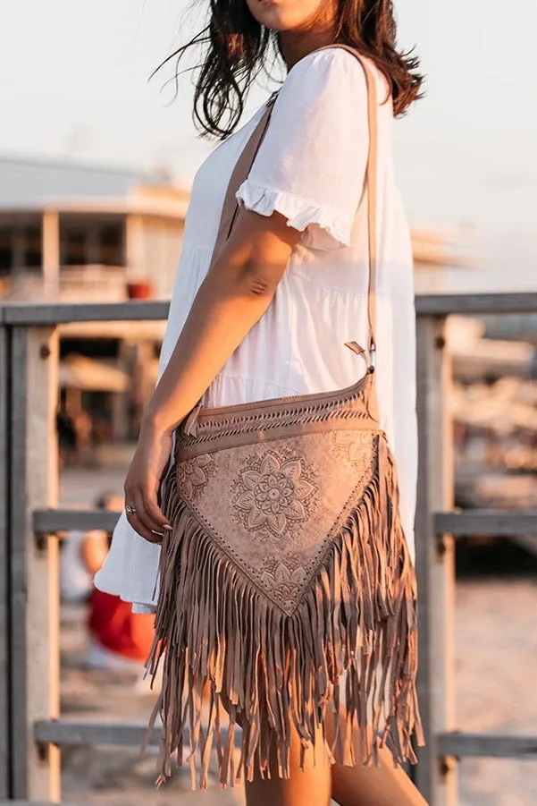 FLOWER FRINGE BAG BLUSH
