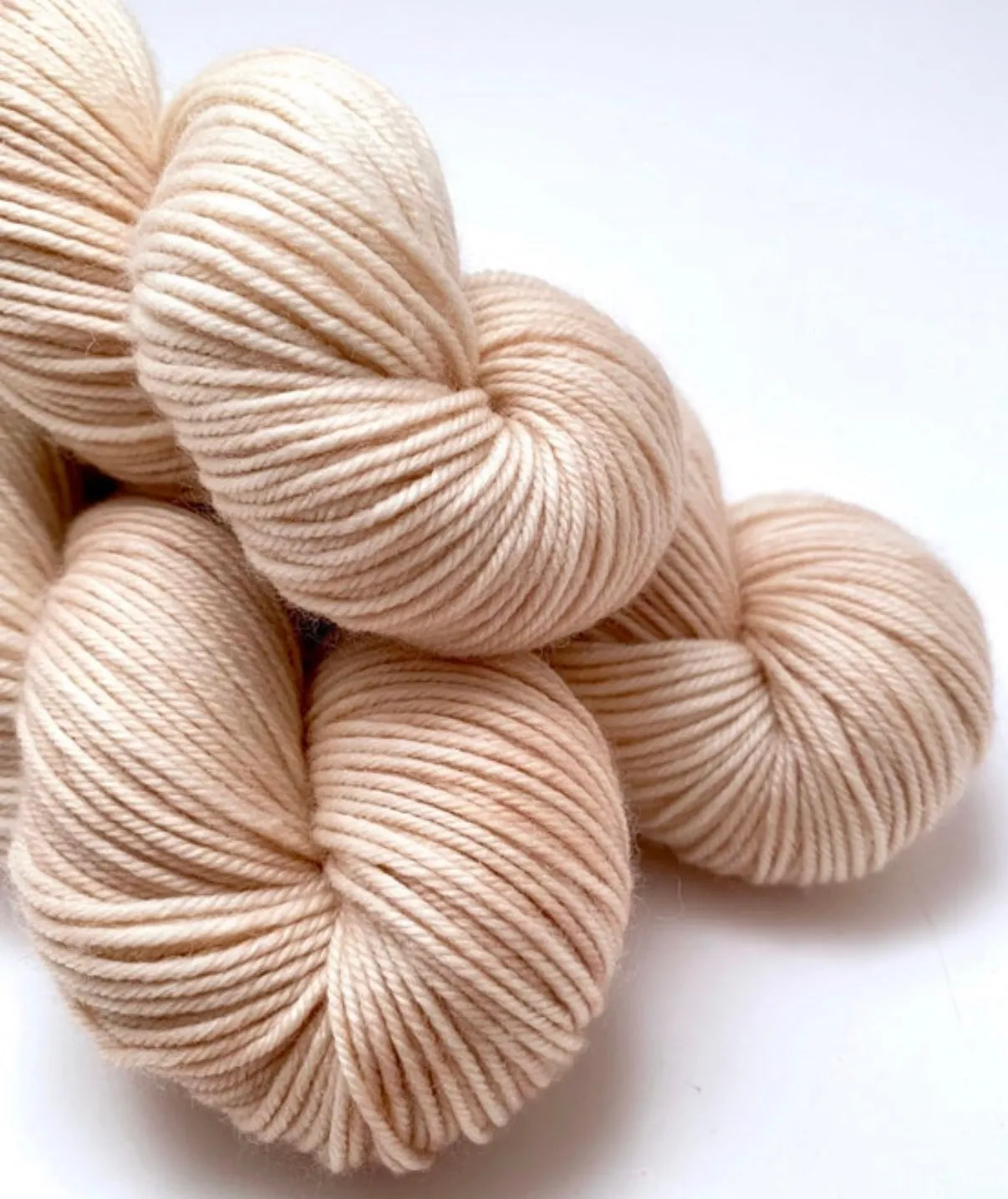 Hand Dyed Yarn "Nanny’s Linen" Tan Ecru Ivory Blush Beige Pale Merino DK Superwash 231yds 100g