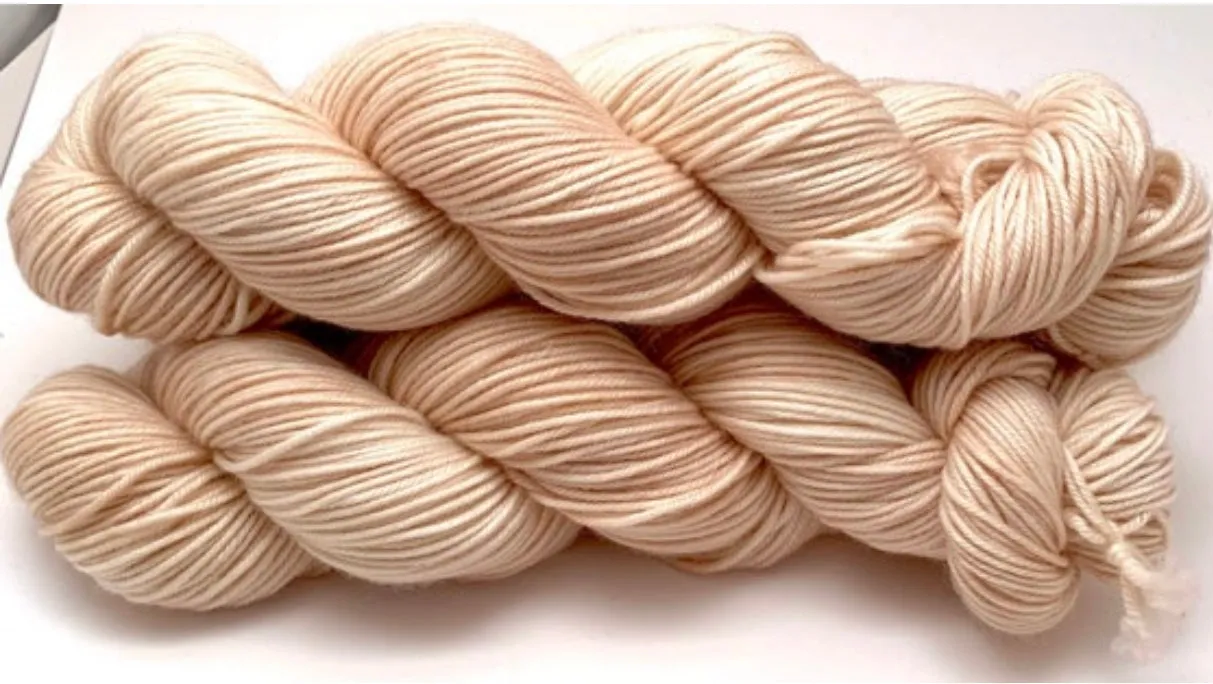 Hand Dyed Yarn "Nanny’s Linen" Tan Ecru Ivory Blush Beige Pale Polwarth DK Superwash 246yds 100g