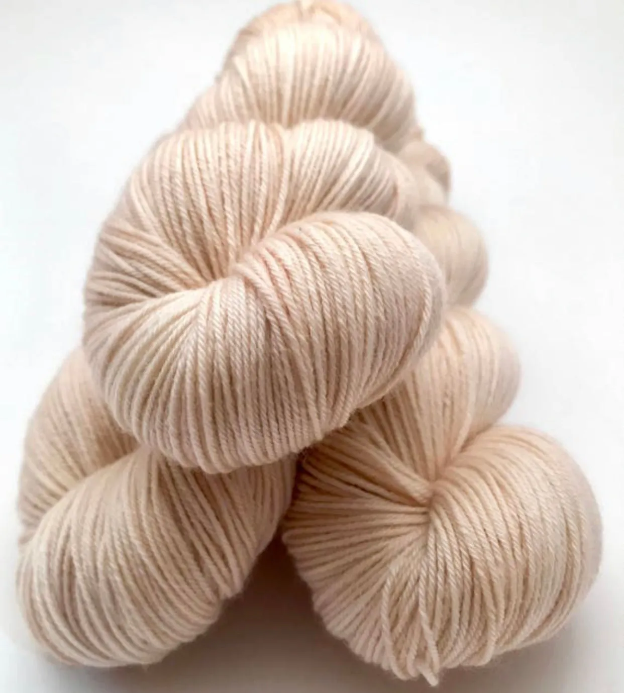 Hand Dyed Yarn "Nanny’s Linen" Tan Ecru Ivory Blush Beige Pale Polwarth DK Superwash 246yds 100g