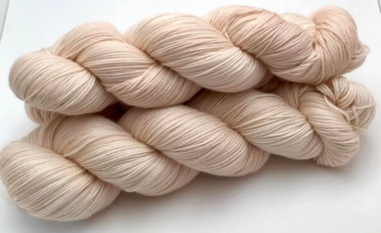 Hand Dyed Yarn "Nanny’s Linen" Tan Ecru Ivory Blush Beige Pale Polwarth DK Superwash 246yds 100g