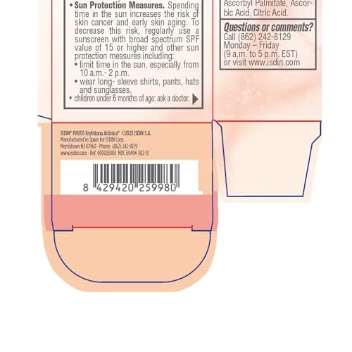 ISDIN Eryfotona Actinica Zinc Oxide and 100% Mineral Sunscreen Broad Spectrum SPF 50 , No White Cast, Suitable for Sensitive Skin, travel-size (1.7 Fl Oz)