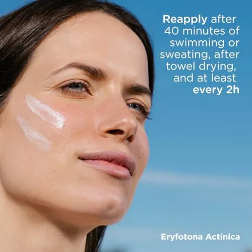 ISDIN Eryfotona Actinica Zinc Oxide and 100% Mineral Sunscreen Broad Spectrum SPF 50 , No White Cast, Suitable for Sensitive Skin, travel-size (1.7 Fl Oz)