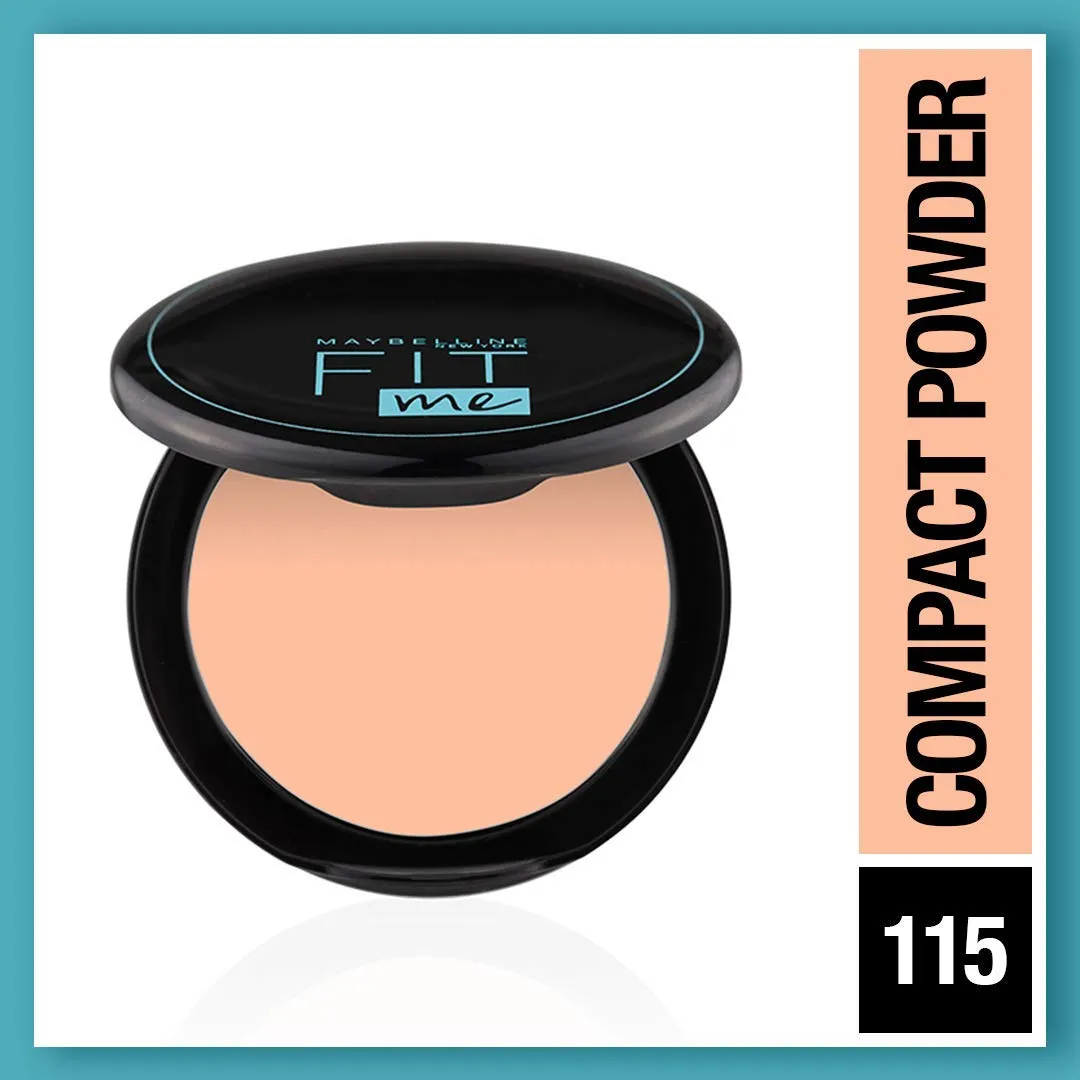 Maybelline New York Fit Me Foundation Tube, 115   Fit Me Compact Powder, 115 | Matte Foundation | Oil Control Compact Powder.
