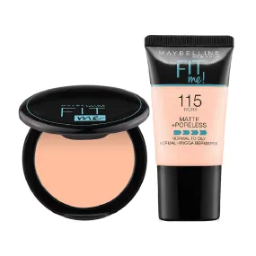 Maybelline New York Fit Me Foundation Tube, 115   Fit Me Compact Powder, 115 | Matte Foundation | Oil Control Compact Powder.