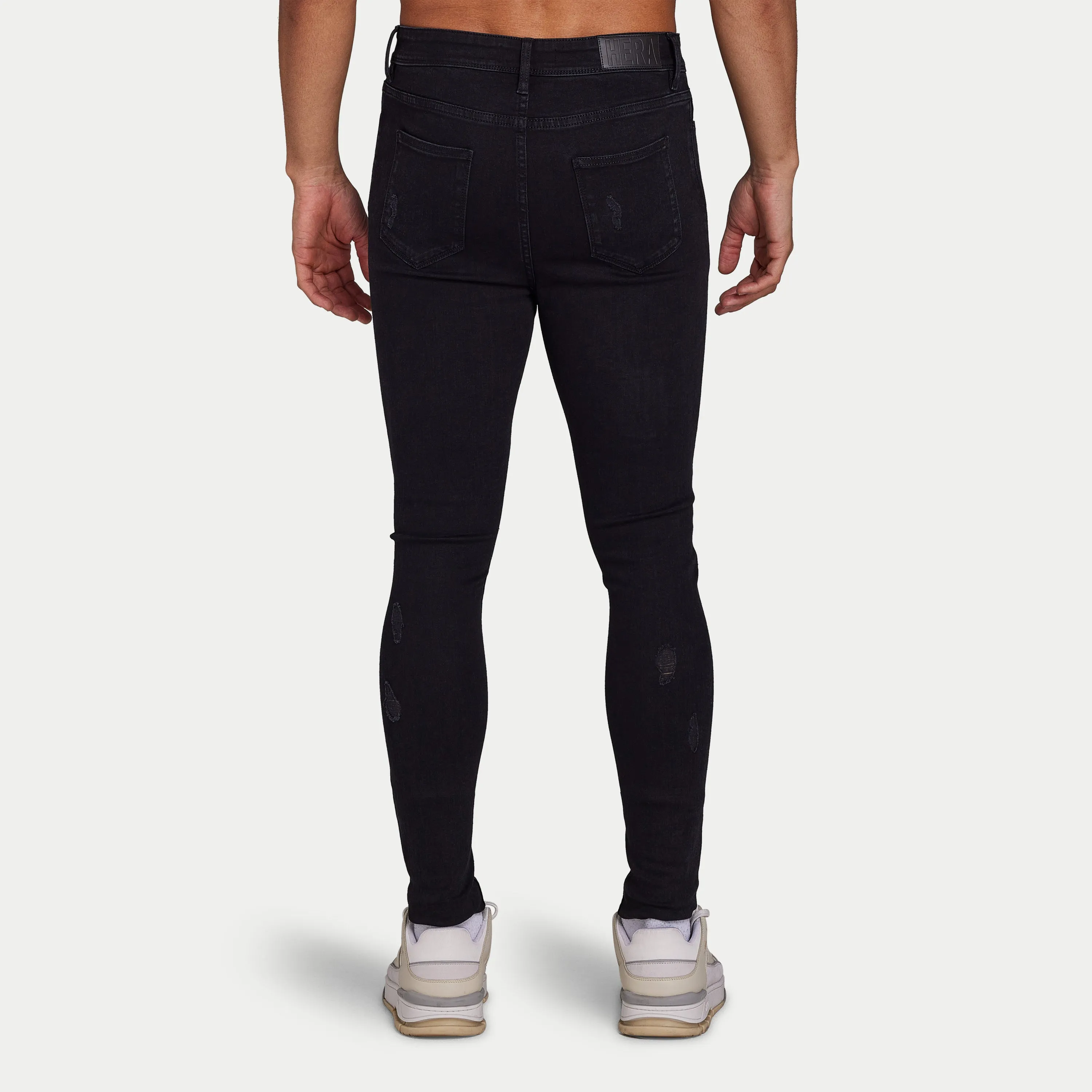 Mens Spray-on Ripped Jean - Black