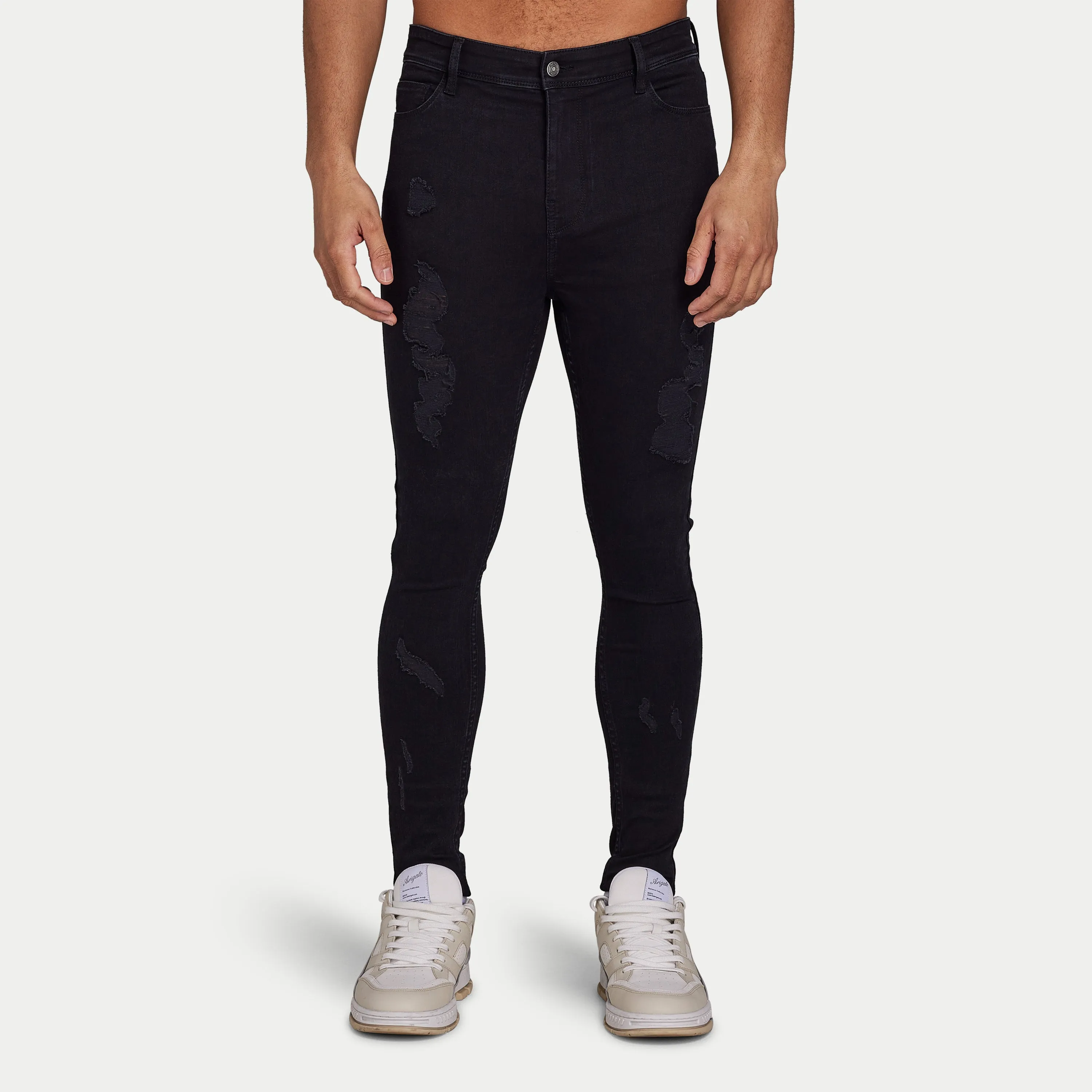 Mens Spray-on Ripped Jean - Black