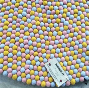 Mustard Blush Felt Ball Rug