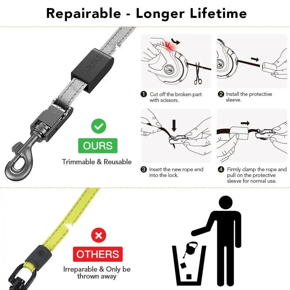 Retractable Dog Lead Reflective Walking For Pet Products