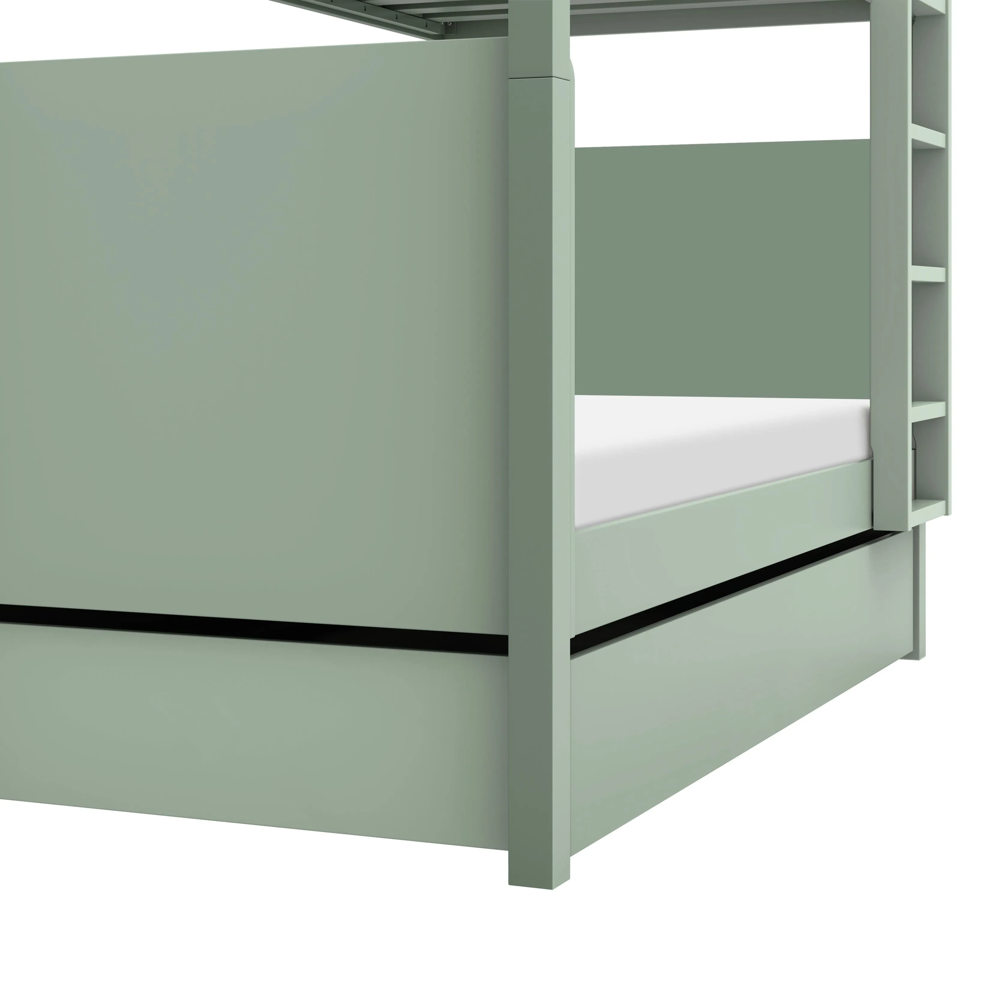 Universal Twin Storage Trundle Bed | Light Sage