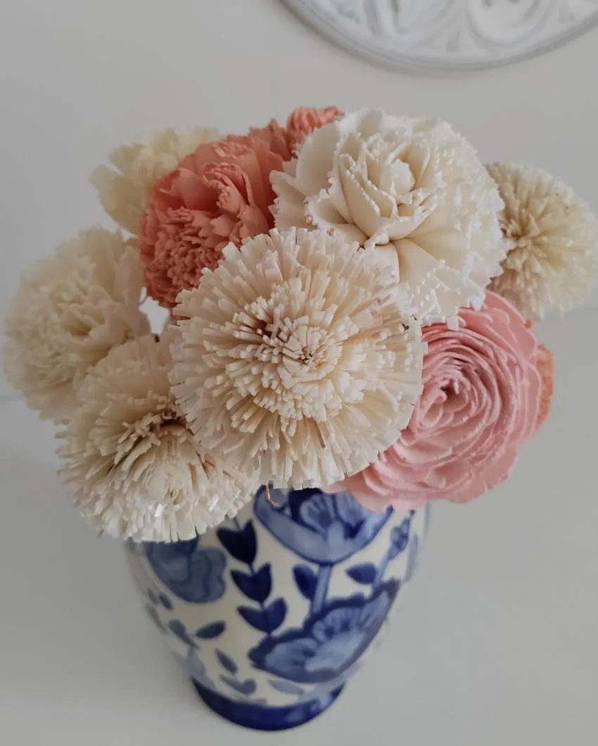 Volga Sholapith DIY Flower Bunch | Vase Not Included | 11 Flower Heads